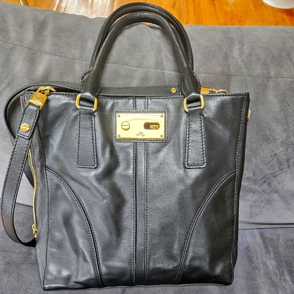 Milly black leather expandable  tote - Picture 14 of 15